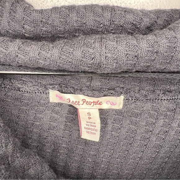 NWT NEW Free People Juicy Long Sleeve Thermal Mock Neck Top in Black Small S - Picture 3 of 7